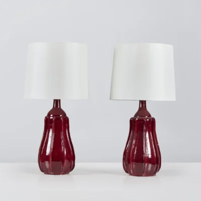 Pair of Baccello Ceramic Table Lamps - Red