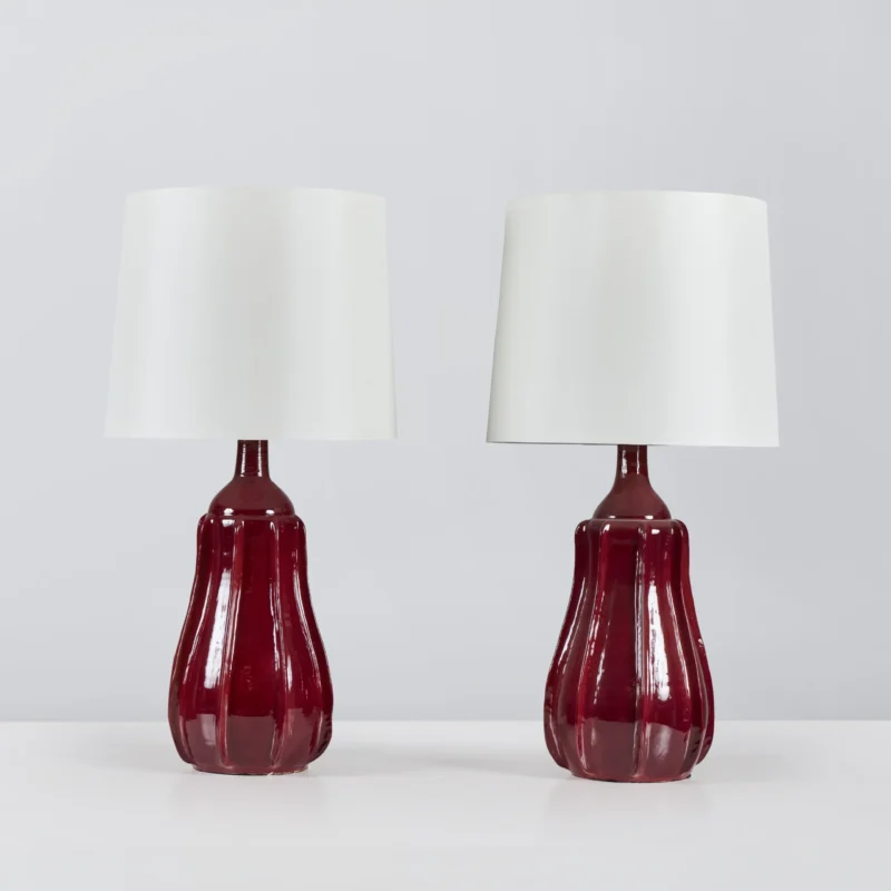 Pair of Baccello Ceramic Table Lamps - Red
