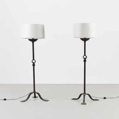 Pair of Étrier Wrought-Iron Floor Lamps