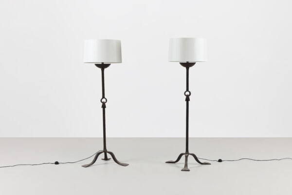 Pair of Étrier Wrought-Iron Floor Lamps