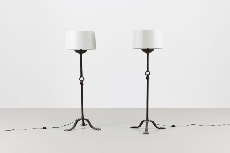 Pair of Étrier Wrought-Iron Floor Lamps