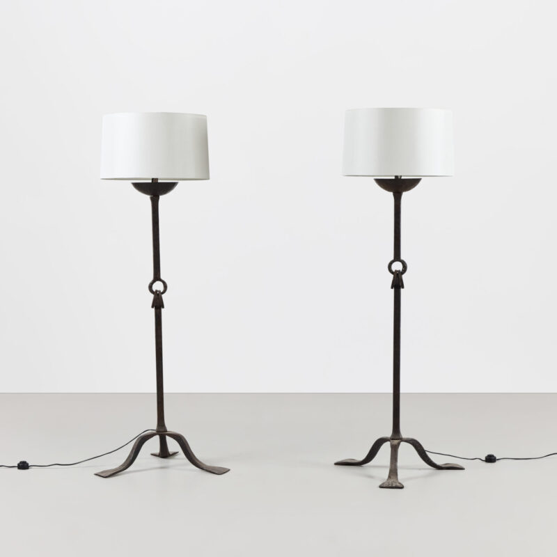 Pair of Étrier Wrought-Iron Floor Lamps
