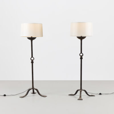 Pair of Étrier Wrought-Iron Floor Lamps