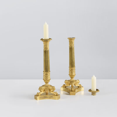 Pair of Gilt-Bronze Restoration Candlesticks