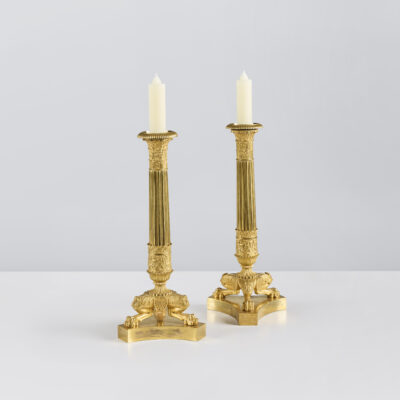 Pair of Gilt-Bronze Restoration Candlesticks