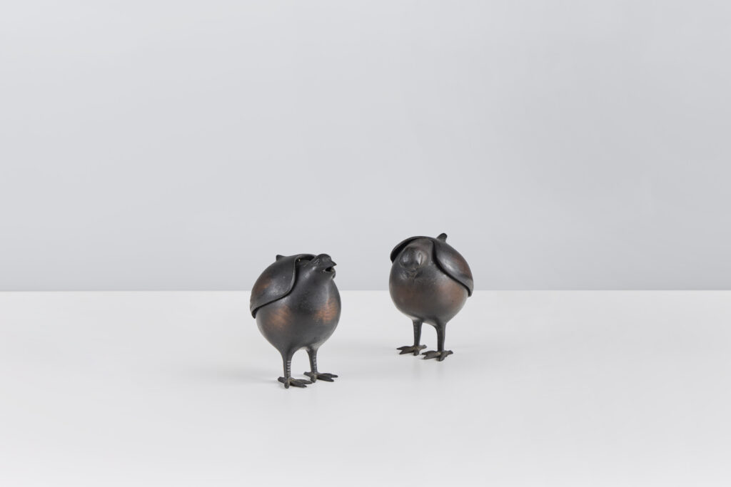 Pair of Quail-Form Koro (Incense Burners)