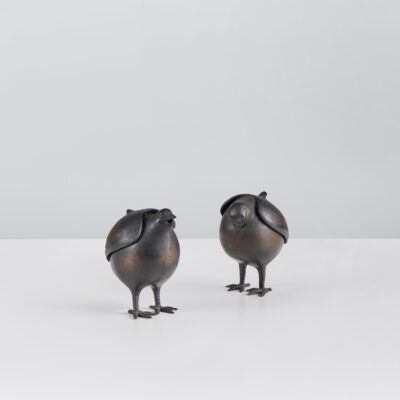 Pair of Quail-Form Koro (Incense Burners)