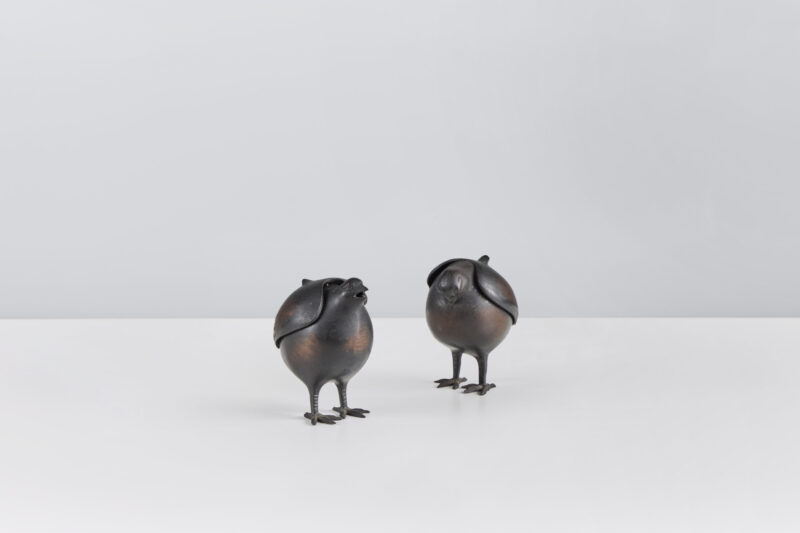 Pair of Quail-Form Koro (Incense Burners)