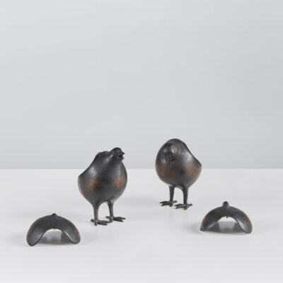 Pair of Quail-Form Koro (Incense Burners)
