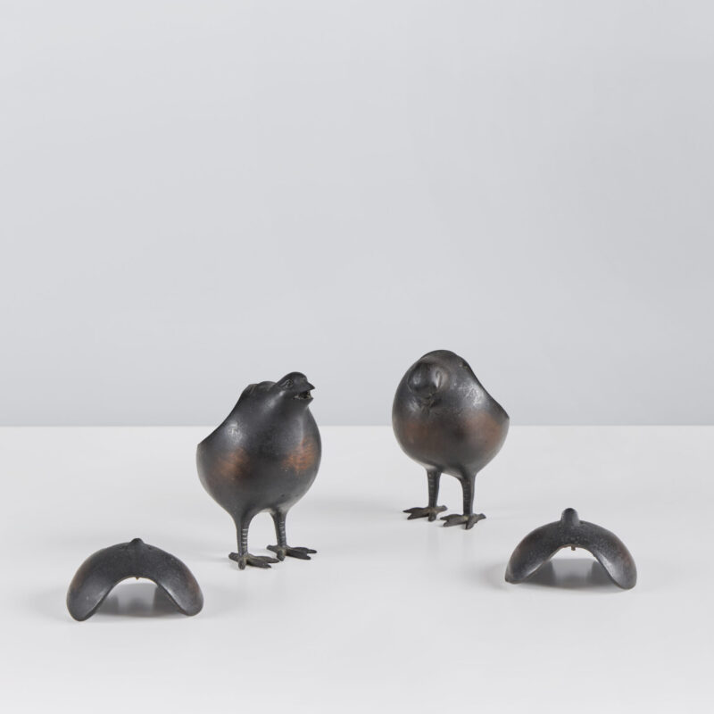 Pair of Quail-Form Koro (Incense Burners)