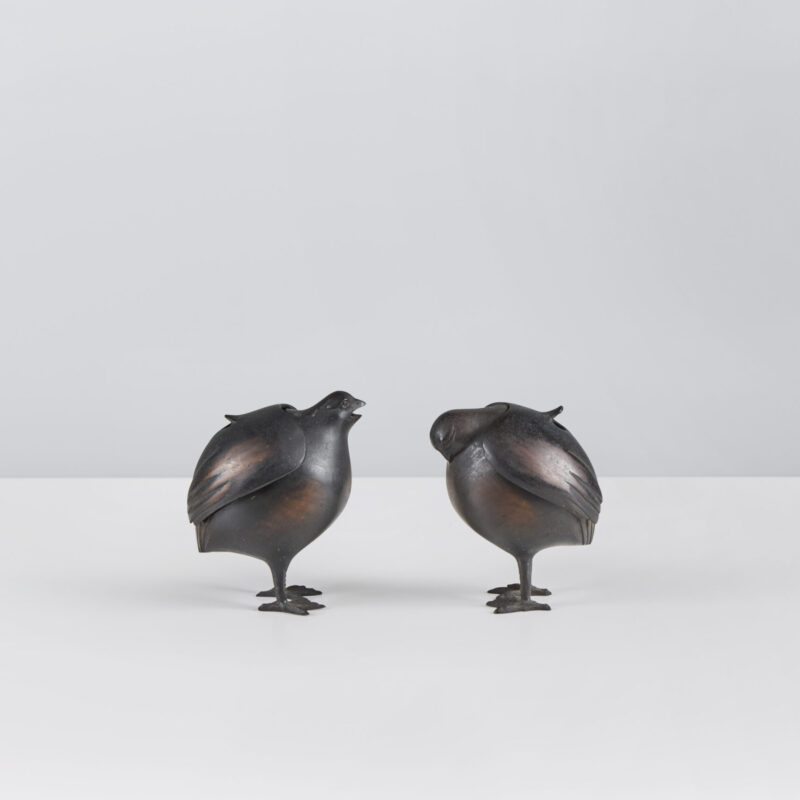 Pair of Quail-Form Koro (Incense Burners)