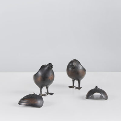 Pair of Quail-Form Koro (Incense Burners)
