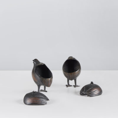 Pair of Quail-Form Koro (Incense Burners)