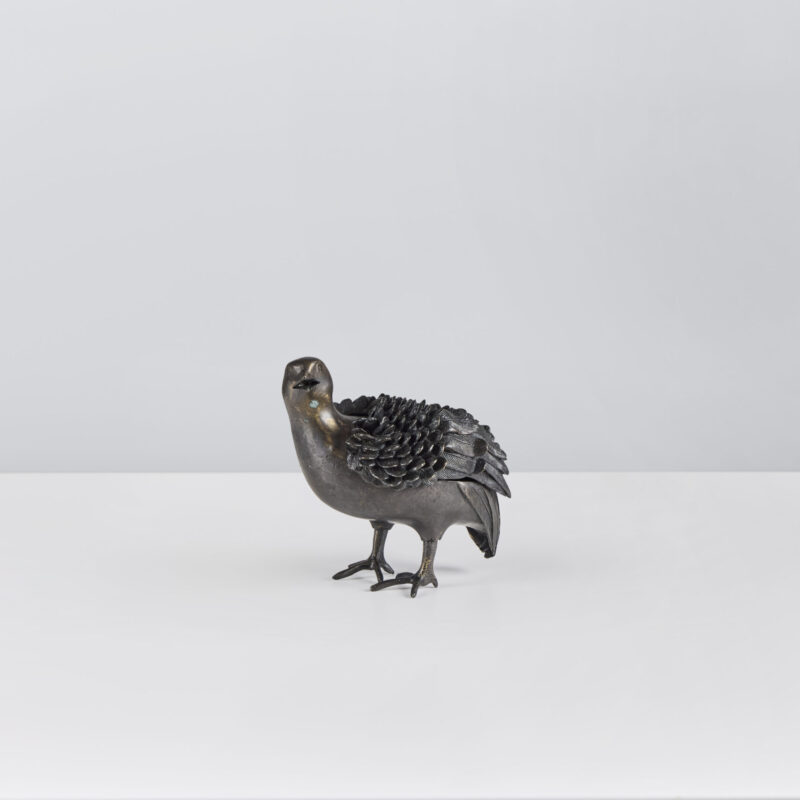 Ruffled Quail Koro (Incense Burner) with Cover by Tsumura Kamejo