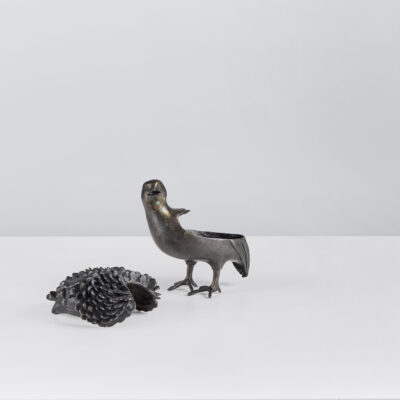 Ruffled Quail Koro (Incense Burner) with Cover by Tsumura Kamejo