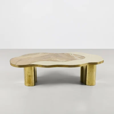 Tectonique Brass and Onyx Cocktail Table by Stéphane Le Meur
