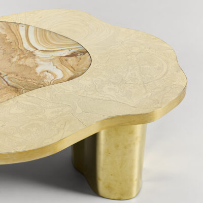 Tectonique Brass and Onyx Cocktail Table by Stéphane Le Meur