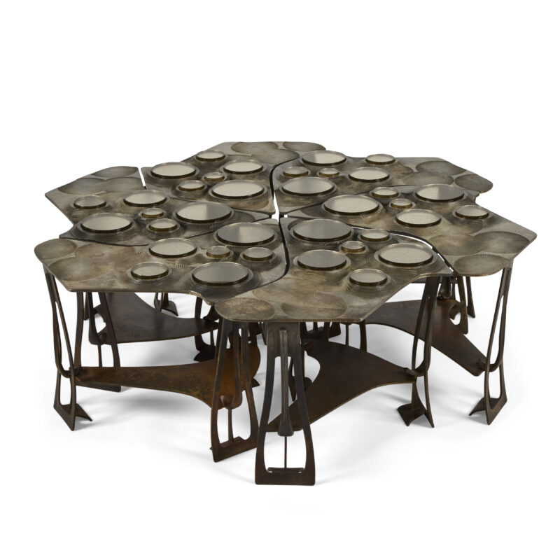 Tiberinus Coffee Table – Cast Bronze – Brown Glass