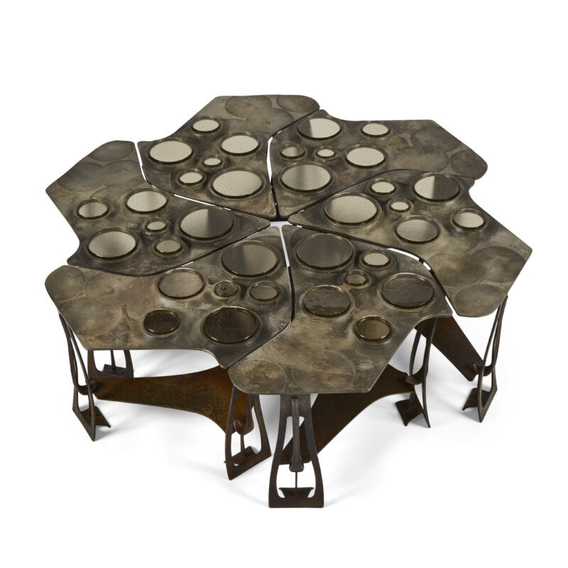 Tiberinus Coffee Table – Cast Bronze – Brown Glass
