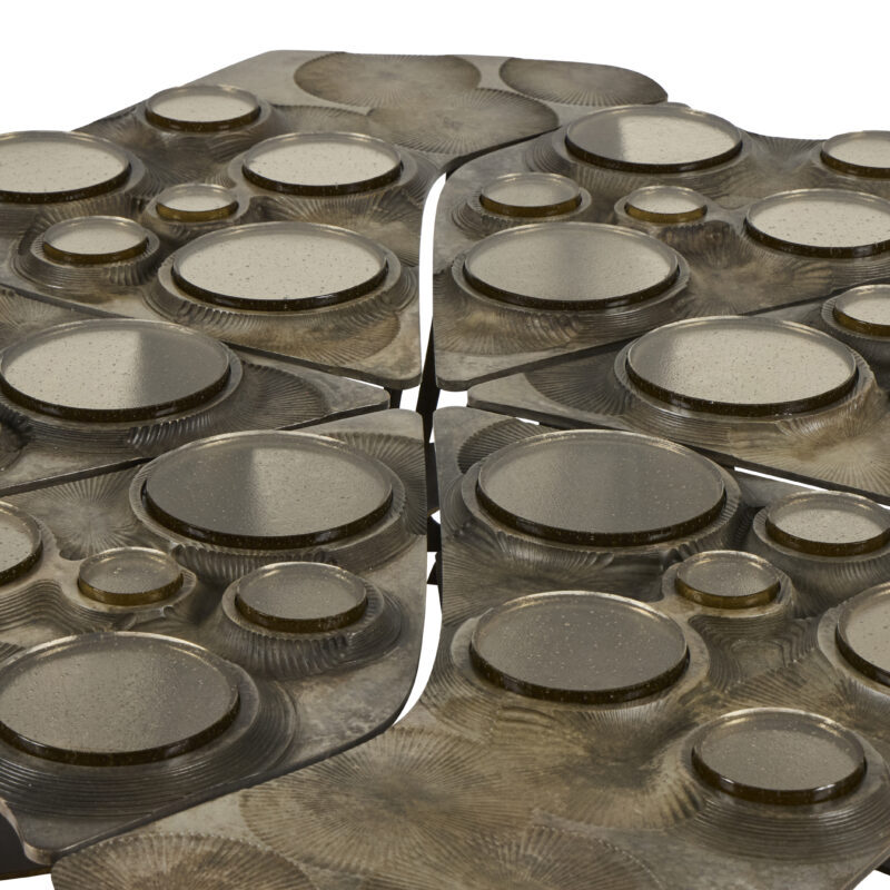 Tiberinus Coffee Table – Cast Bronze – Brown Glass