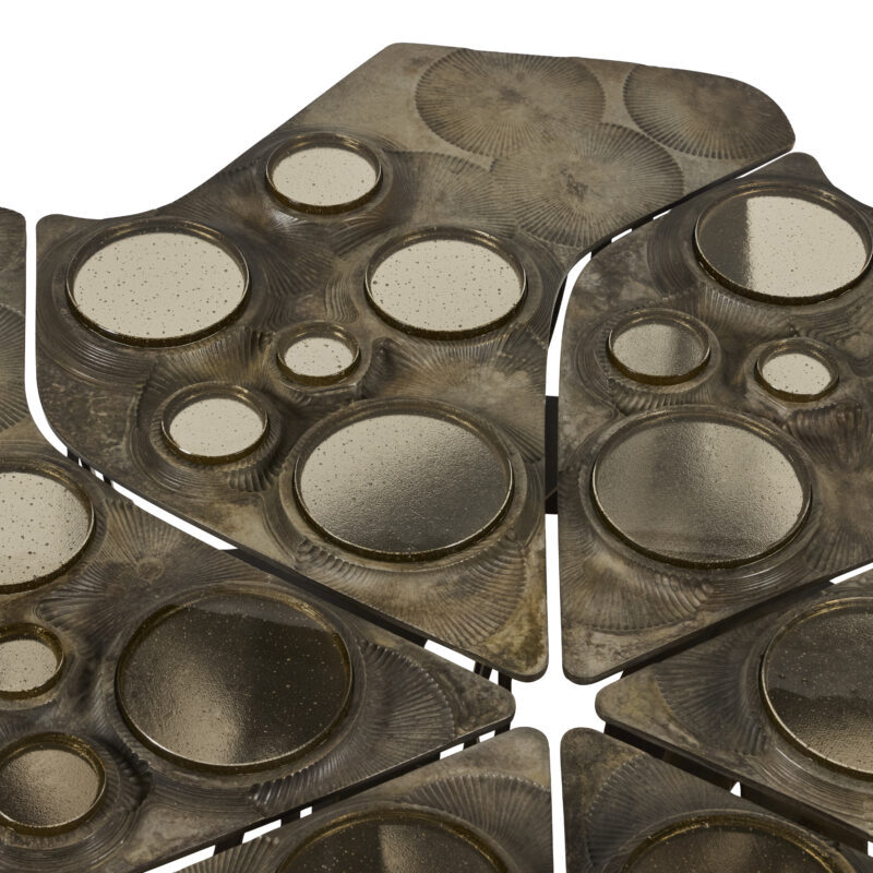 Tiberinus Coffee Table – Cast Bronze – Brown Glass
