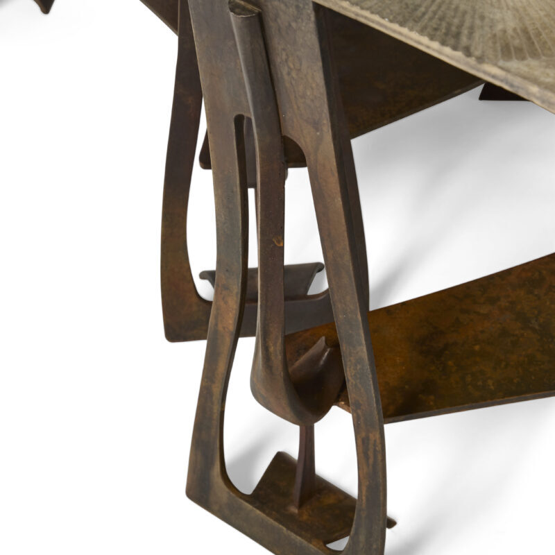 Tiberinus Coffee Table – Cast Bronze – Brown Glass