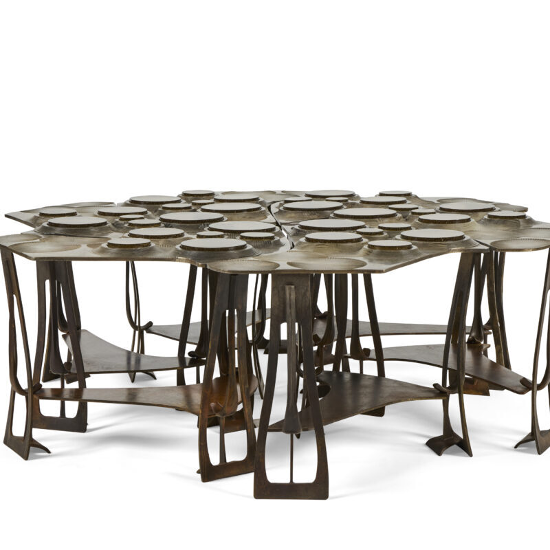 Tiberinus Coffee Table – Cast Bronze – Brown Glass