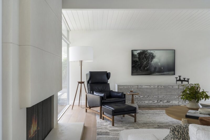 Wood Frame Wing Back Lounge Chair