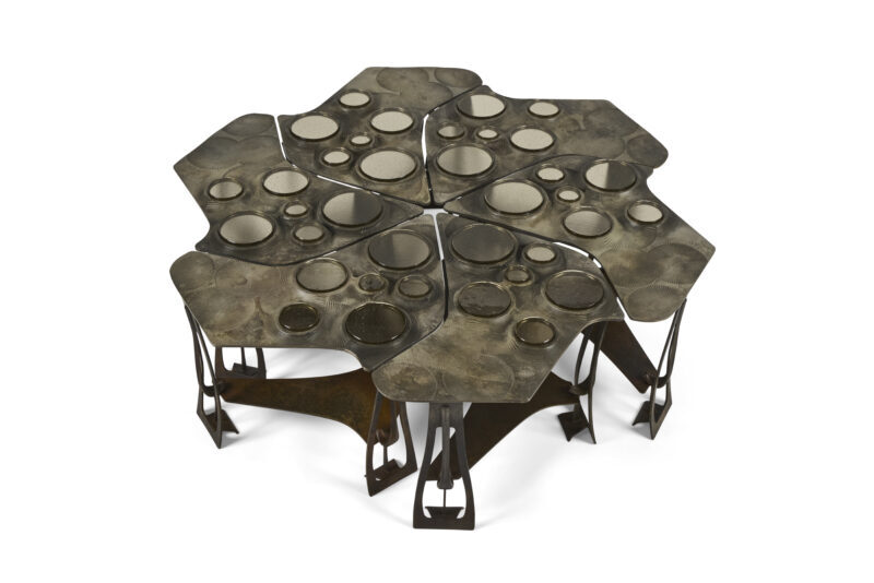 Tiberinus Coffee Table – Cast Bronze – Brown Glass