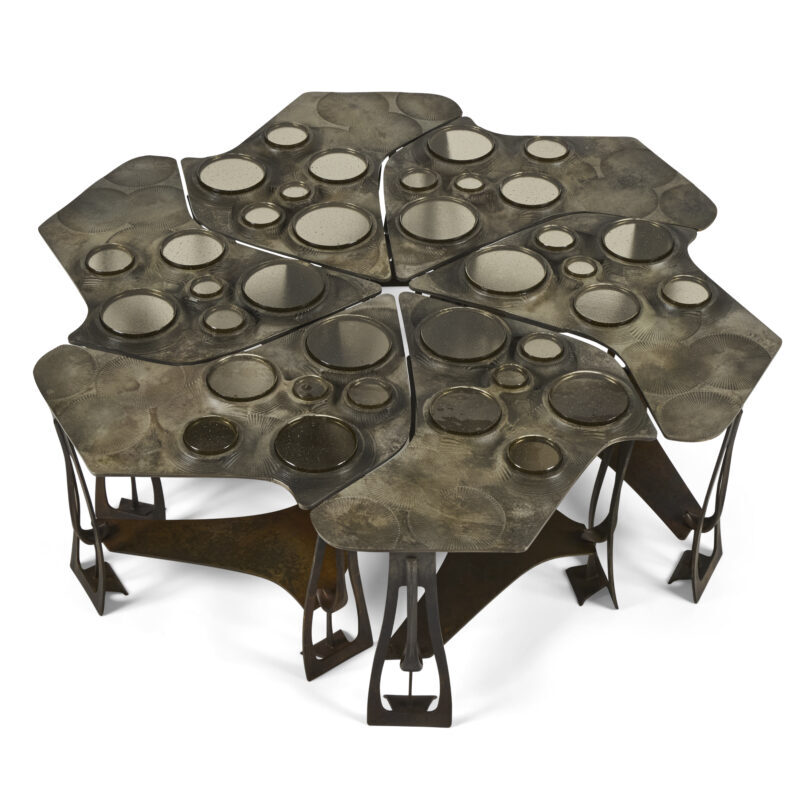 Tiberinus Coffee Table - Cast Bronze - Brown Glass
