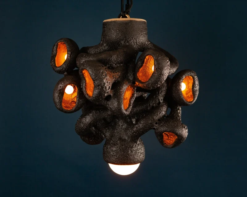 10-bulb Chandelier – Black Lava