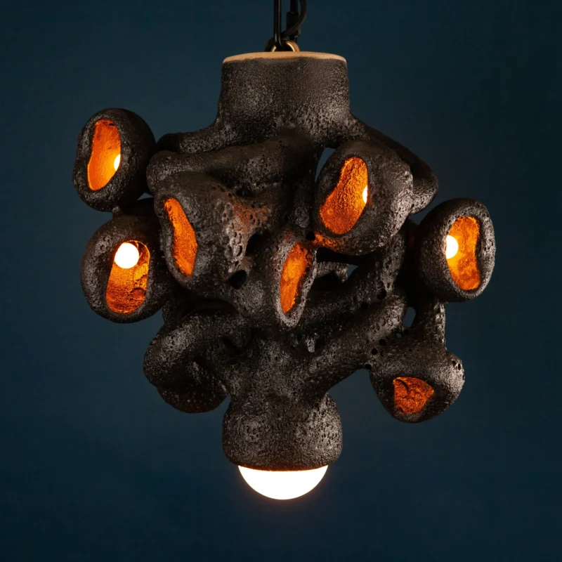 10-bulb Chandelier - Black Lava