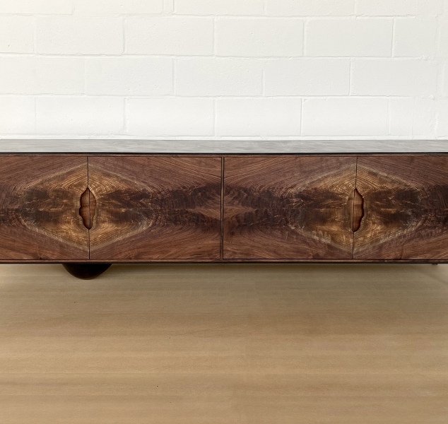 OUTSIDE IN Credenza with Wooden Legs – 86″ by Patrick Weder