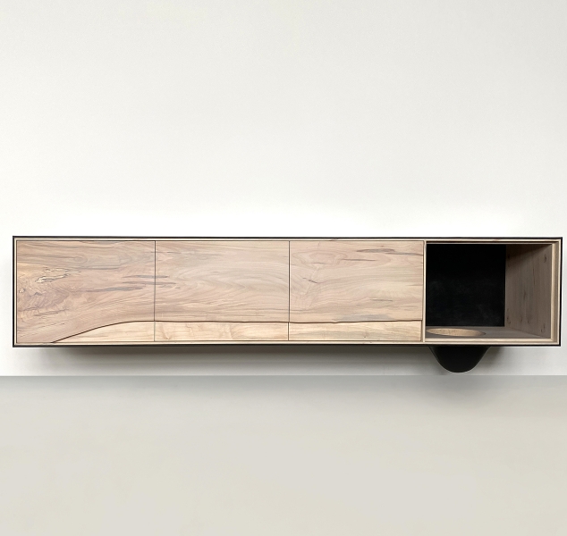 OUTSIDE IN Credenza in Black – Wall Mounted 96″ by Patrick Weder