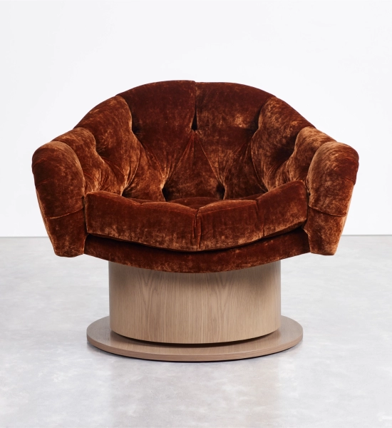 Turn Around Swivel Club Chair – Wood Base by COUP STUDIO