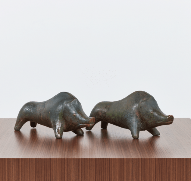 Pair of Boar Sculptures by Aldo Londi for Bitossi