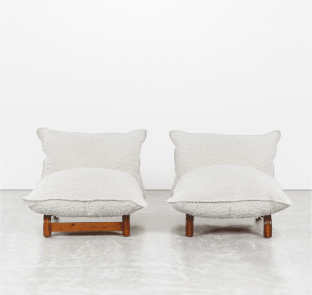 Pair of Sabbia Lounge Chairs by Cini Boeri for 1P