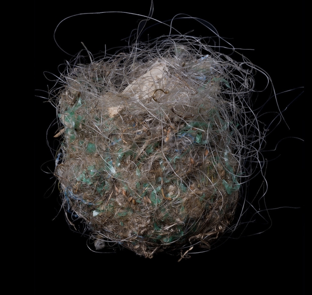 Fishing Line Nest With Fish Hooks by Sharon Beals