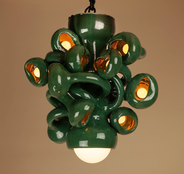 10 Bulb Chandelier- Green by Daniel Shapiro