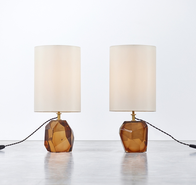 Pair of Amber Prisma Table Lamps