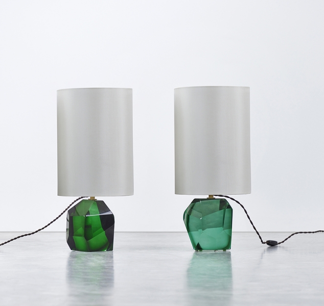 Pair of Emerald Prisma Table Lamps