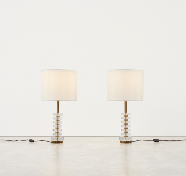Pair of Crystal Table Lamps by Carl Fagerlund for Orrefors