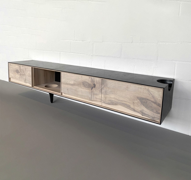 OUTSIDE IN Credenza in Black – Wall Mounted 106″ by Patrick Weder