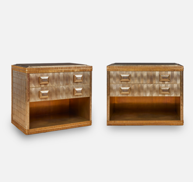 Pair of Brass Mosaic Chests by Damian Jones