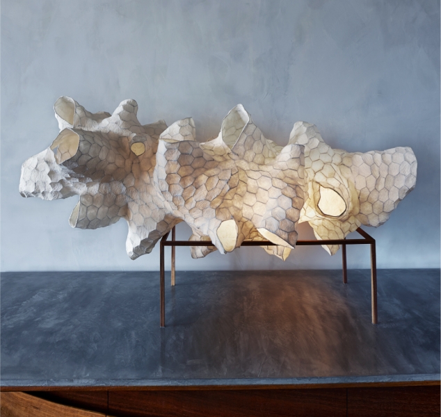 Honeycomb Light Sculpture in Stand by Patrick Weder