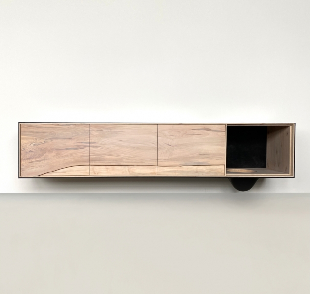OUTSIDE IN Credenza in Black – Wall Mounted 96″ by Patrick Weder