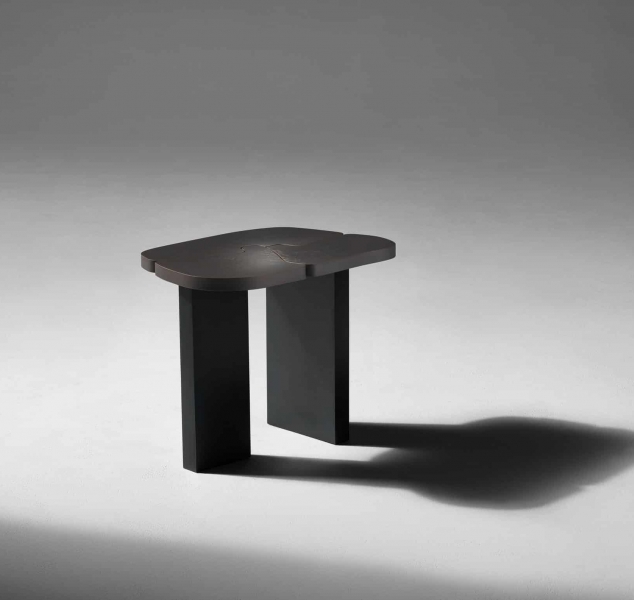 Meander; Rubble Side Table in Anthracite by Douglas Fanning