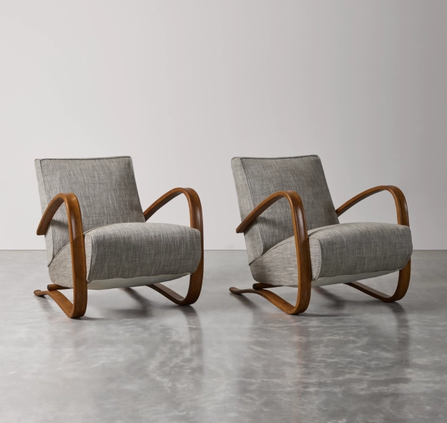 Pair of H269 Armchairs by Jindrich Halabala for Thonet