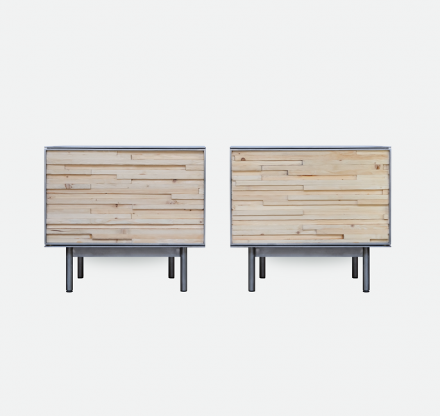 Pair of Stainless Steel Nightstands by J Liston Design