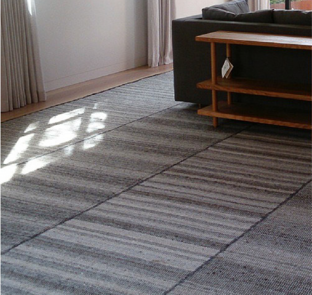 Compound Weave Wool Rug in Stripe Effect by Madda Studio